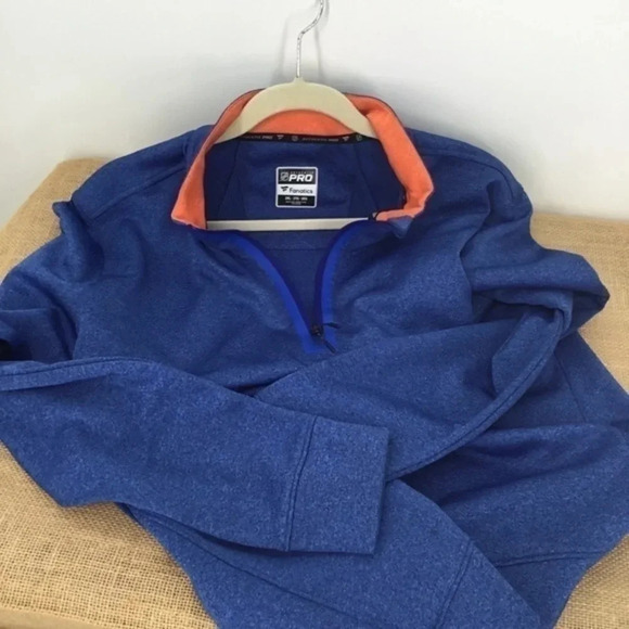 NHL Authentic Pro Fanatics Men’s Royal Blue Quarter Zip Pullover - Picture 4 of 5